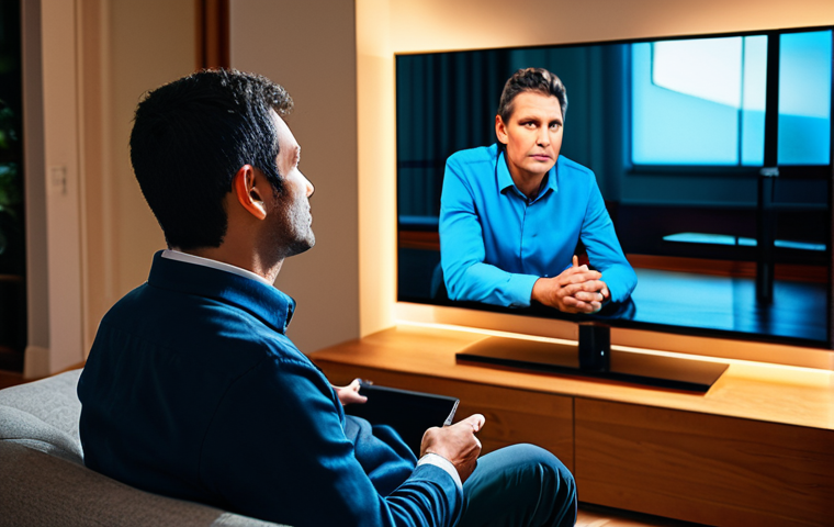 A professional individual, fully clothed in appropriate business casual attire, is thoughtfully watching a large, modern flat-screen television in a cozy, contemporary living room. Their expression conveys deep engagement and contemplation, reflecting the emotional and intellectual value derived from the content. Warm, soft lighting illuminates the scene, emphasizing a comfortable and serene atmosphere for home entertainment. The image portrays a safe for work, appropriate content, fully clothed, family-friendly viewing experience, with perfect anatomy, correct proportions, natural pose, well-formed hands, and proper finger count, captured in professional photography with high quality.