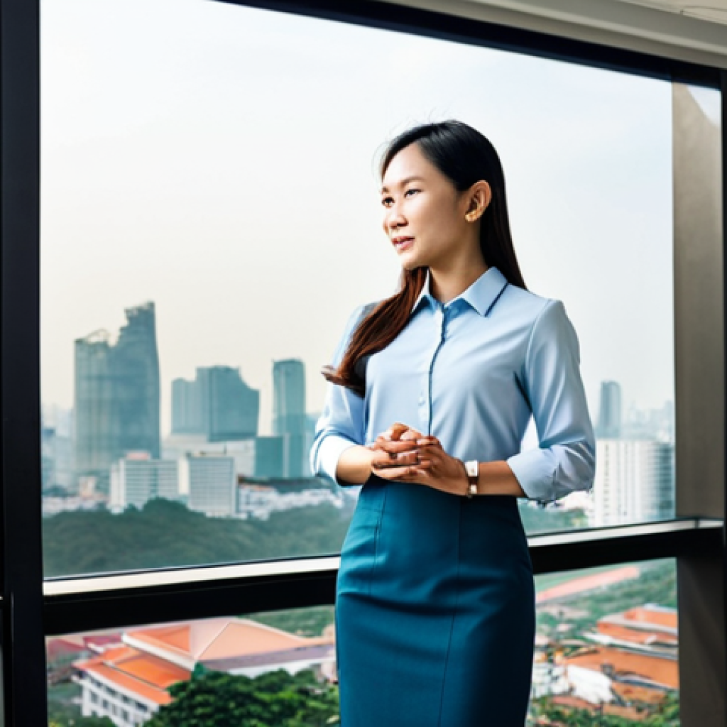 **

"A professional female architect, fully clothed in a stylish yet modest business casual outfit, standing in a bright, modern office overlooking the Ho Chi Minh City skyline, appropriate attire, safe for work, perfect anatomy, correct proportions, natural pose, well-formed hands, proper finger count, natural body proportions, professional photography, high quality, family-friendly."

**