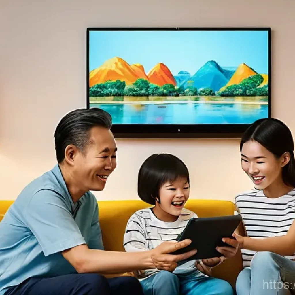 OTT 플랫폼 광고 수익 - **Prompt:** A diverse group of Vietnamese individuals happily engaging with various Over-The-Top (OT...