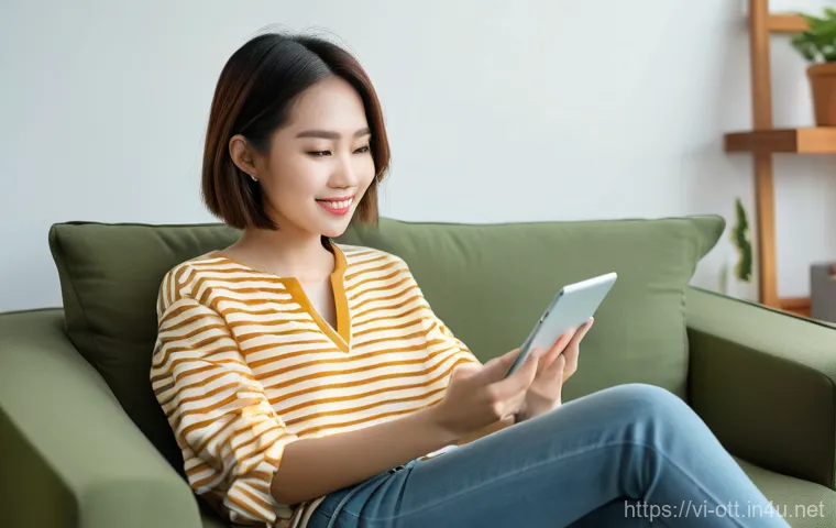 OTT 플랫폼 장단점 - **Prompt:** A vibrant, dynamic image of a young Vietnamese woman (20s) in casual, modern clothing (e...